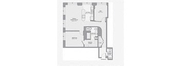a floor plan of a house with a bedroom and a bathroom