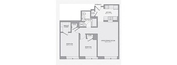 a floor plan of a house with a bedroom and a living room
