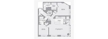 a floor plan of a small house with a bedroom and a living room