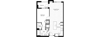 a floor plan of a small house with a bedroom and a bathroom