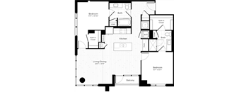 a floor plan of a room with a bedroom and a bathroom