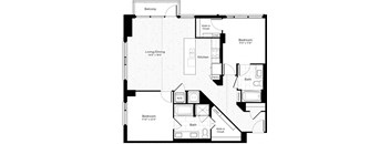 a floor plan of a small house with a bedroom and a living room