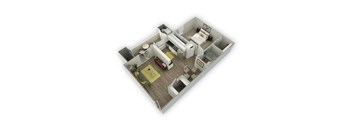 a floor plan with a bedroom and a living room