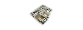 a 3d floor plan of a small apartment
