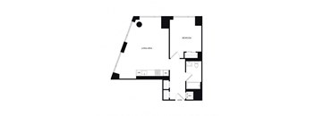 floor plan of an open floor plan with a bedroom and living room
