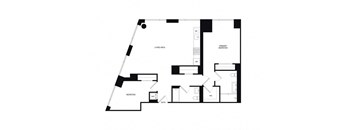 a floor plan of a unit with a broomstick sticking out of it
