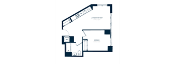 a floor plan of a 1 bedroom floor plan with a loft