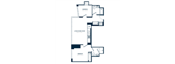 a floor plan of a unit with a bedroom and a living room