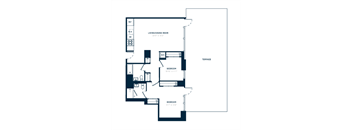 a floor plan of a house with a bedroom and a living room
