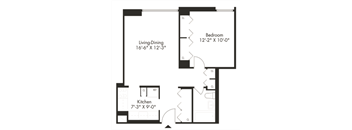 an illustration of a floor plan of a house with a bedroom and a living room