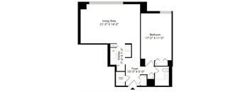 a blueprint of a floor plan of a house with two bedrooms and a living room