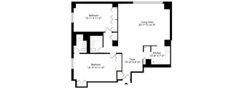 a floor plan of a house with two floors and a staircase
