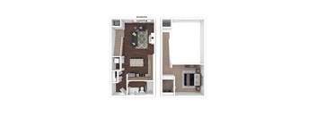 two floor plans of a bedroom and a bathroom