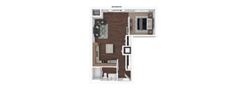 a floor plan with a bedroom and a bathroom