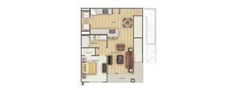 a floor plan of a home with a bedroom and a living room