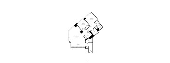 A black and white floor plan of a house with a garage and a living room.
