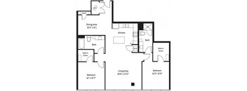 a floor plan of a house with a bedroom and a bathroom