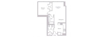 a floor plan of a house with a bedroom and a living room