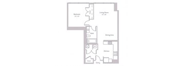 a floor plan of a house with a bedroom and a living room