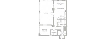 a floor plan of a living room and a dining room