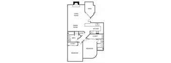 a floor plan of a house with bedrooms and a living room
