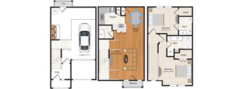 the floor plan of a small house with a garage