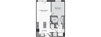 the floor plan of a bedroom apartment with a bathroom and a living room