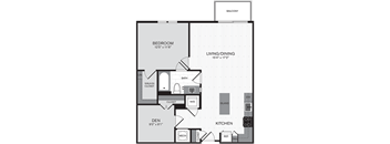 a floor plan of a 1 bedroom apartment