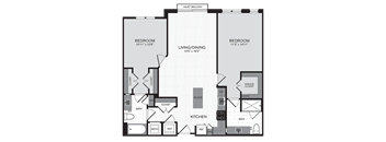 a floor plan of a bedroom apartment with a bedroom and a living room