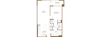 a floor plan of a room with a bathroom and a bedroom