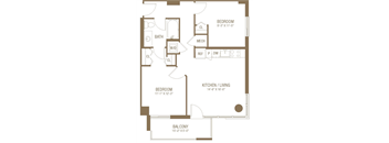 a floor plan of a house with a bedroom and a living room