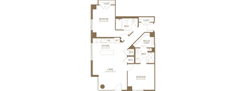 a floor plan of a house with bedrooms and a living room