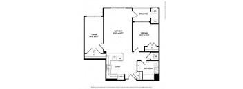 a floor plan of a house with a bedroom and a kitchen