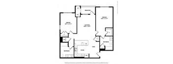 a floor plan of a living room and kitchen