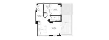 A black and white image of a house floor plan.