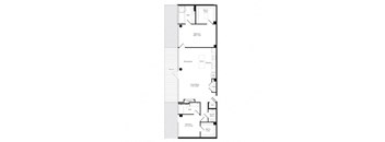 A black and white image of a floor plan for an apartment.