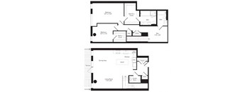 A black and white image of a floor plan for a house.