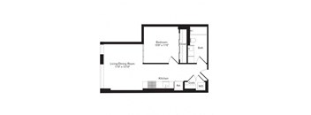 a floor plan of a house with a bedroom and a living room
