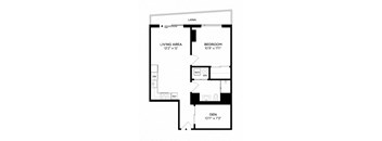 a floor plan of a small house with a bedroom and a living room