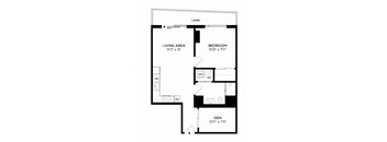 a floor plan of a small house with a bedroom and a living room