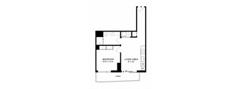a floor plan of a small house with a bedroom and a living room