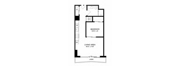 a floor plan of a small house with a bedroom and a living area