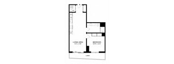 a floor plan of a small house with a bedroom and a living room