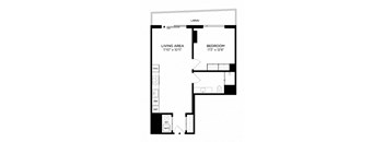 a floor plan of a small house with a bedroom and a living room