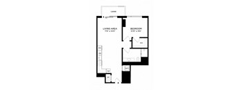 a floor plan of a small house with a bedroom and a living room