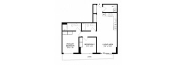 a floor plan of a house with a bedroom and a living room