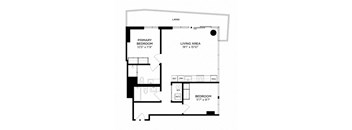 a floor plan of a small house with a bedroom and a living room