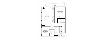 a floor plan of a small house with a bedroom and a living room