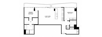 a floor plan of a house with a bedroom and a living room