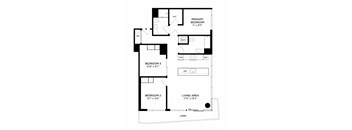 a floor plan of a house with bedrooms and a living room